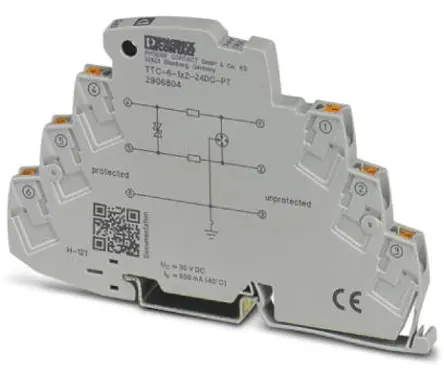 Produktfoto 1 von Phoenix TTC Überspannungsschutz Überlastschutzgerät 10 kA 30V dc, DIN-Hutschiene, -40 °C→85 °C