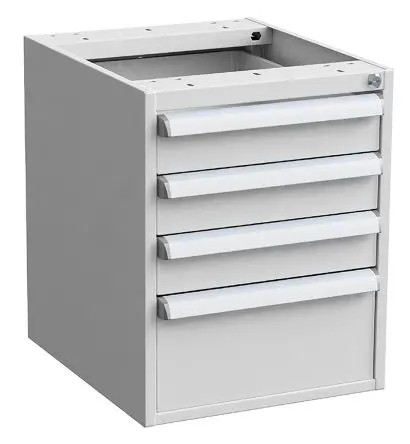Produktfoto 1 von Treston 4 Stahl Schubladeneinheit, Kleinteilemagazin Grau, 560 mm x 450mm x 520 mm