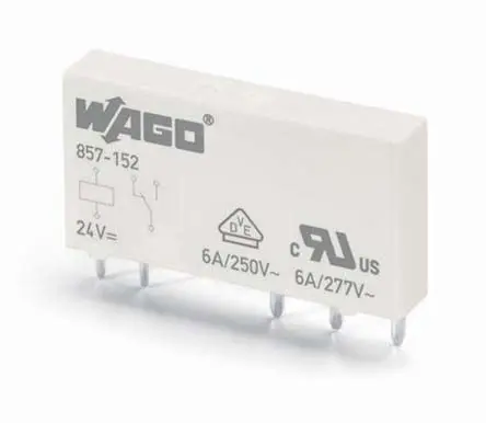 Produktfoto 1 von WAGO 857 Leistungsrelais 24V dc Spule 1-poliger Umschalter 6A