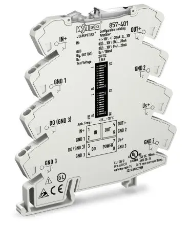Produktfoto 1 von WAGO Serie Jumpflex Signalwandler 24V dc, Strom/Spannung -20 → +20 mA, 0 → +30 V, -10 → +10 V EIN / Strom/Spannung 0 →