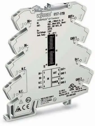 Produktfoto 1 von WAGO Serie Jumpflex Signalwandler 24V dc, Spannung -100 → 100 mV, 0 → 1000 mV EIN / Strom/Spannung 0 → 10 V AUS