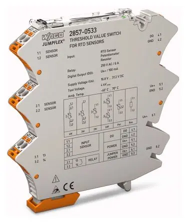 Produktfoto 1 von WAGO Serie Jumpflex Signalwandler 24V dc, Potenziometer, Widerstands-Temperaturfühler (RTD) 0 → 100 KΩ EIN / Relais,