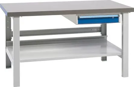 Produktfoto 1 von Treston C13041110 Aufbewahrungstisch Stahl Werkbank Einstellbare Höhe L. 750 mm B. 1500mm H. 850 mm, Traglast 750kg
