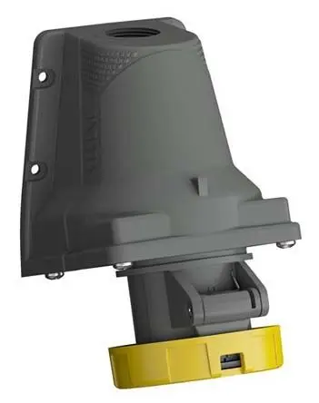 Produktfoto 1 von Amphenol Industrial Easy & Safe Leistungssteckverbinder Gelb, 110V 2P+PE / 16A, Wand IP67