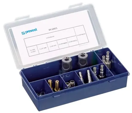 Produktfoto 1 von PREVOST Sicherheitsschnellkupplung mit Adapterkit, Verbundwerkstoff 1/4 in Buchse, Stecker, BSP, 8mm