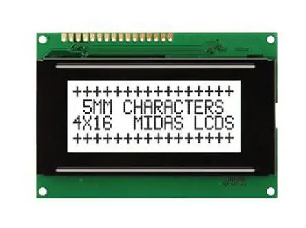 Produktfoto 1 von Midas A Monochrom LCD, Alphanumerisch LED Weiß 4 x 16, Hintergrund Weiß, 8-Bit Interface