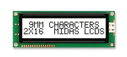 Produktfoto 1 von Midas AB Monochrom LCD, Alphanumerisch LED Weiß 2 x 16, Hintergrund Weiß, 8-Bit Interface