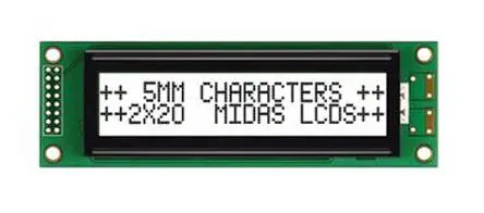 Midas A Monochrom LCD, Alphanumerisch LED Weiß 2 x 20, Hintergrund Weiß, 8-Bit Interface