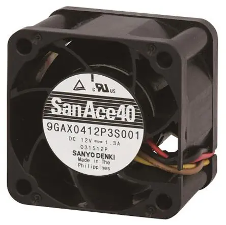 Produktfoto 1 von Sanyo Denki San Ace 9GAX DC-Axiallüfter, Kugellager, 12 V dc / 15.6W, 40 x 40 x 28mm, 25000U/min, 54m³/h