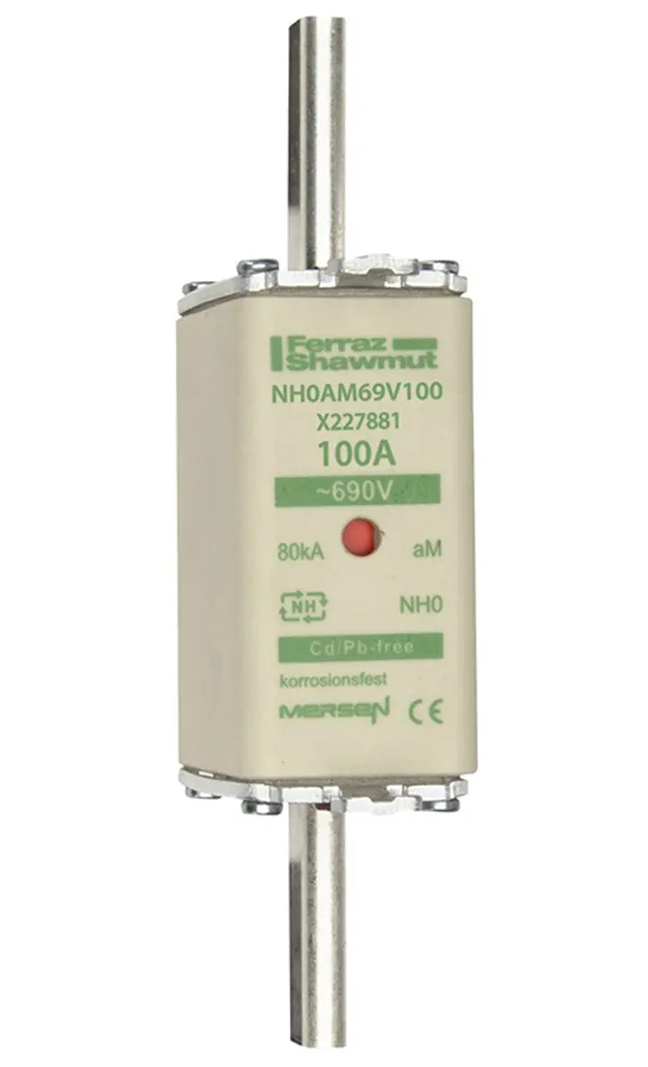 Produktfoto 1 von Mersen NH-Sicherung NH0, 690V ac / 100A, aM DIN 43-620, IEC EN 60269, VDE 0636