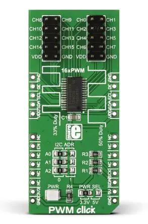Produktfoto 1 von MikroElektronika PCA9685PW Entwicklungsbausatz Spannungsregler, PWM-Klick PWM-Controller, für LED-Treiber, Roboter,