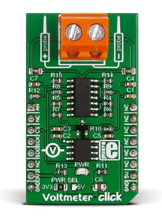 Produktfoto 1 von MikroElektronika MCP3201 Entwicklungsbausatz Spannungsregler, Voltmeter Klick Spannungsmessung, für MikroBUS