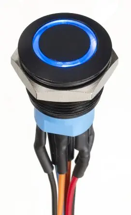 Produktfoto 1 von APEM AV Druckschalter Blau Beleuchtet Tastend Panel Ø 19.2 mm, 2-poliger Umschalter / 1A 30 V dc, IP67