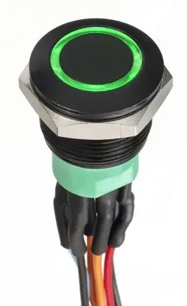 Produktfoto 1 von APEM AV Druckschalter Grün Beleuchtet Tastend Panel Ø 19.2 mm, 2-poliger Umschalter / 1A 30 V dc, IP67