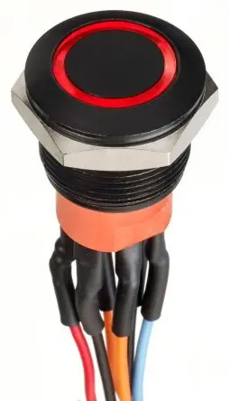 Produktfoto 1 von APEM AV Druckschalter Rot Beleuchtet Tastend Panel Ø 19.2 mm, 2-poliger Umschalter / 1A 30 V dc, IP67