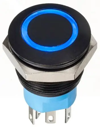 Produktfoto 1 von APEM AV Druckschalter Blau Beleuchtet Tastend Panel Ø 19.2 mm, 2-poliger Umschalter / 1A 30 V dc, IP67