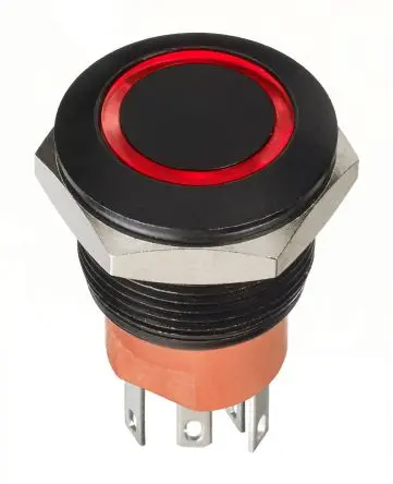 Produktfoto 1 von APEM AV Druckschalter Rot Beleuchtet Tastend Panel Ø 19.2 mm, DPST / 1A 30 V dc, IP67
