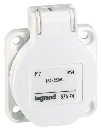 Produktfoto 1 von Legrand Leistungssteckverbinder Weiß, 250V 2P+PE / 16A, Panel IP54