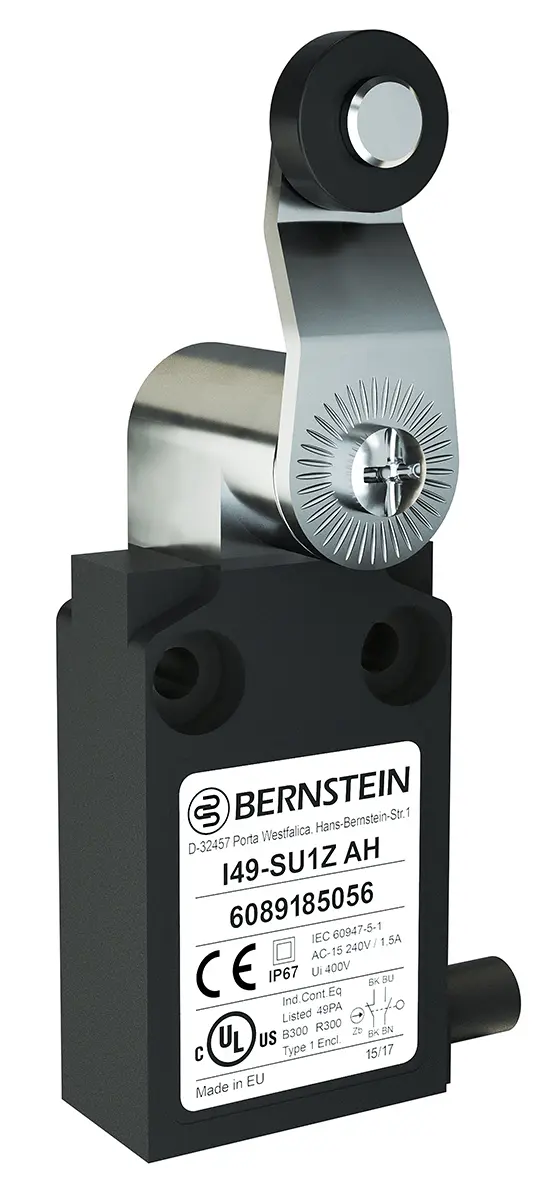 Bernstein AG I49 Endschalter, Rollenstößel, SPST, Schließer/Öffner, IP 67, Kunststoff Anschluss Kabel