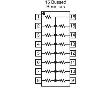 Produktfoto 1 von Bourns Serie 4100R Widerstands-Array BUS, 15 x 1 kΩ, 2.25 W 2 %, Bauform DIP Lot