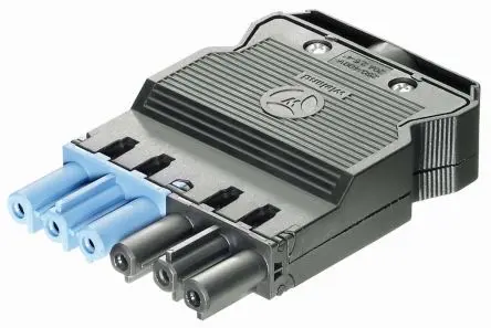 Produktfoto 1 von Wieland GST18i6 Beleuchtungssteckverbinder, Kabel Buchse, Buchsenleiste, Schraubbefestigung 20A, Kontakte: 6 IP20, Blau,