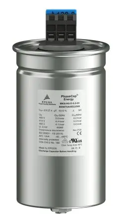 Produktfoto 1 von TDK Kondensator mit Leistungsfaktorkorrektur, 77 μF, 12.5 kvar / 15 kvar, 3-phasig, Serie MKK, +5 %