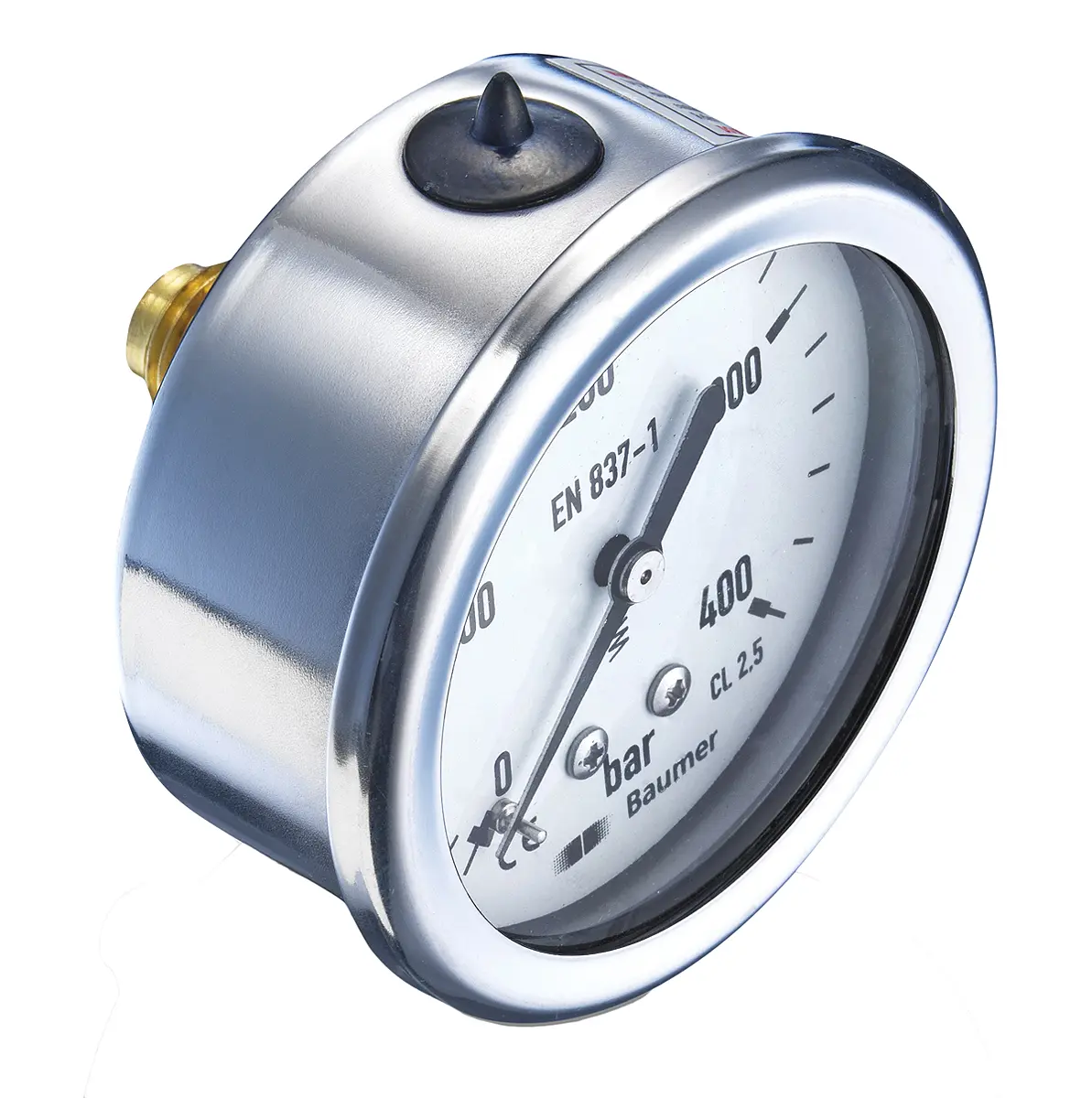 Produktfoto 1 von Bourdon Hydraulikdruckmessgerät 0bar ±2.5%, Ø 63mm Edelstahl Gehäuse G1/4, ISO-kalibriert