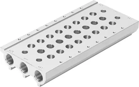 Produktfoto 1 von Festo Serie VABM 566560 Aluminiumlegierung Ventil-Verteilerplatte Einzelne Ventile der Serie VUVG-LK 4-Stationen