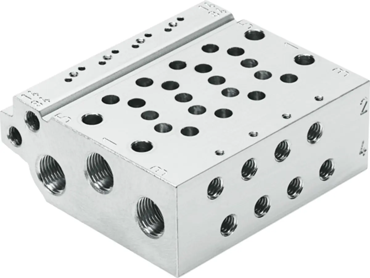 Produktfoto 1 von Festo Serie VABM 566614 Aluminium-Legierung Ventil-Verteilerplatte 10-Stationen Anschluss G1/8