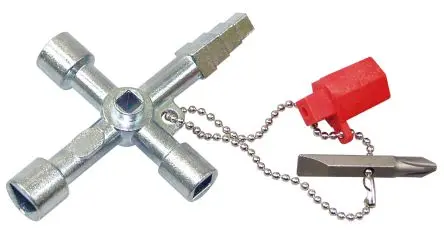 Produktfoto 1 von RS PRO Kreuzschlüssel Schaltschrankschlüssel 4-in-1