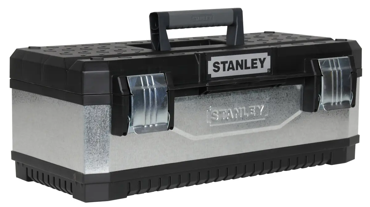 Produktfoto 1 von Stanley Kunststoff Werkzeugbox Schwarz, Weiß, L. 584 mm B. 293 mm H. 584 mm, Register