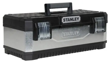 Produktfoto 1 von Stanley Metall, Kunststoff Werkzeugbox Schwarz, Weiß, L. 584 B. 293 H. 584, 2.8 kg, Register, Vorhängeschloss