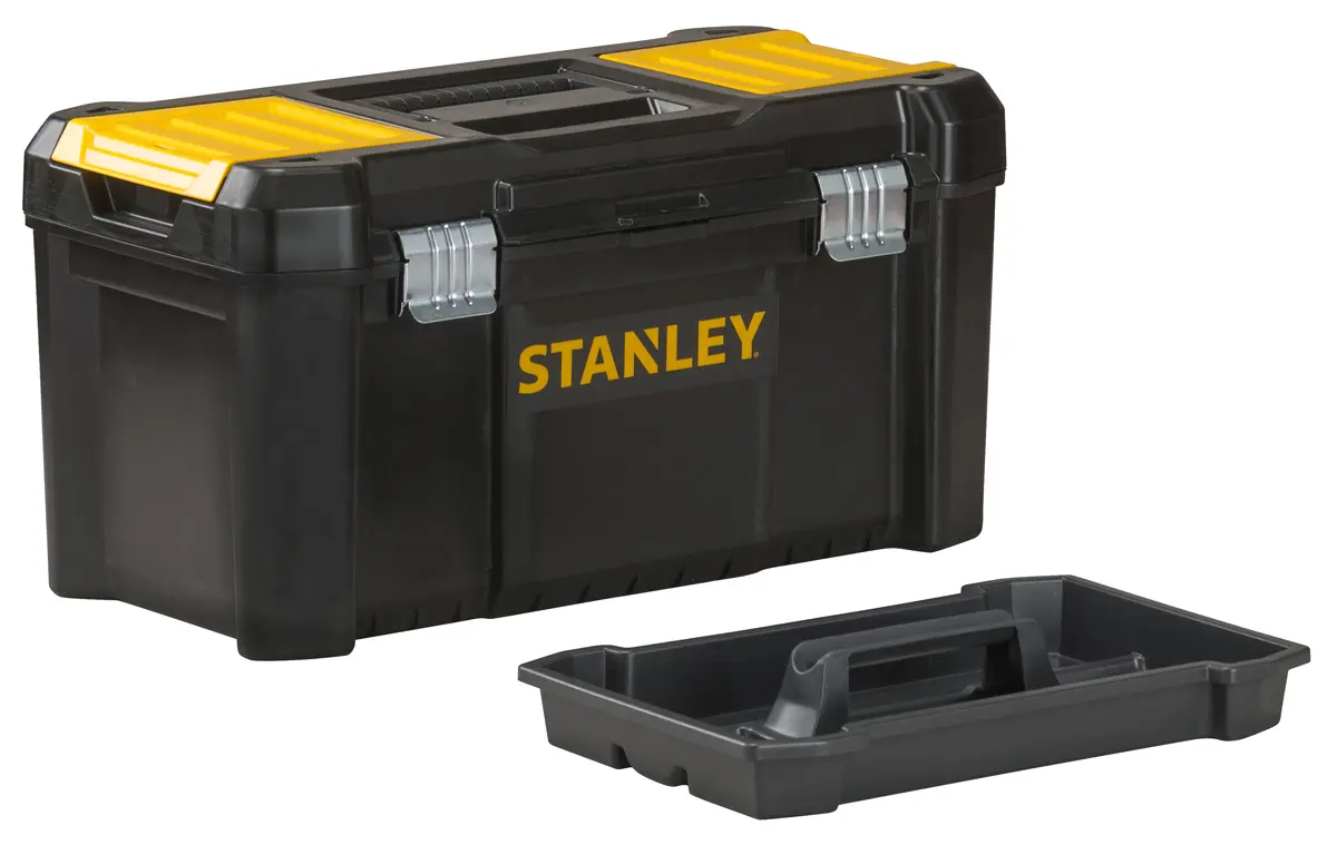 Produktfoto 1 von Stanley Kunststoff Werkzeugbox Gelb, Schwarz, L. 406 mm B. 205 mm H. 406 mm, Register
