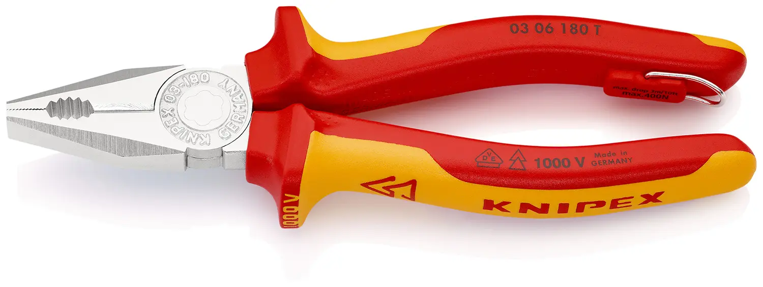 Produktfoto 1 von Knipex Rundzange Schneidkraft → Copper Cable: 12 mm Hard Wire: 2, 2 mm Medium Hard Wire: 3, 4 mm 180 mm VDE 1000V