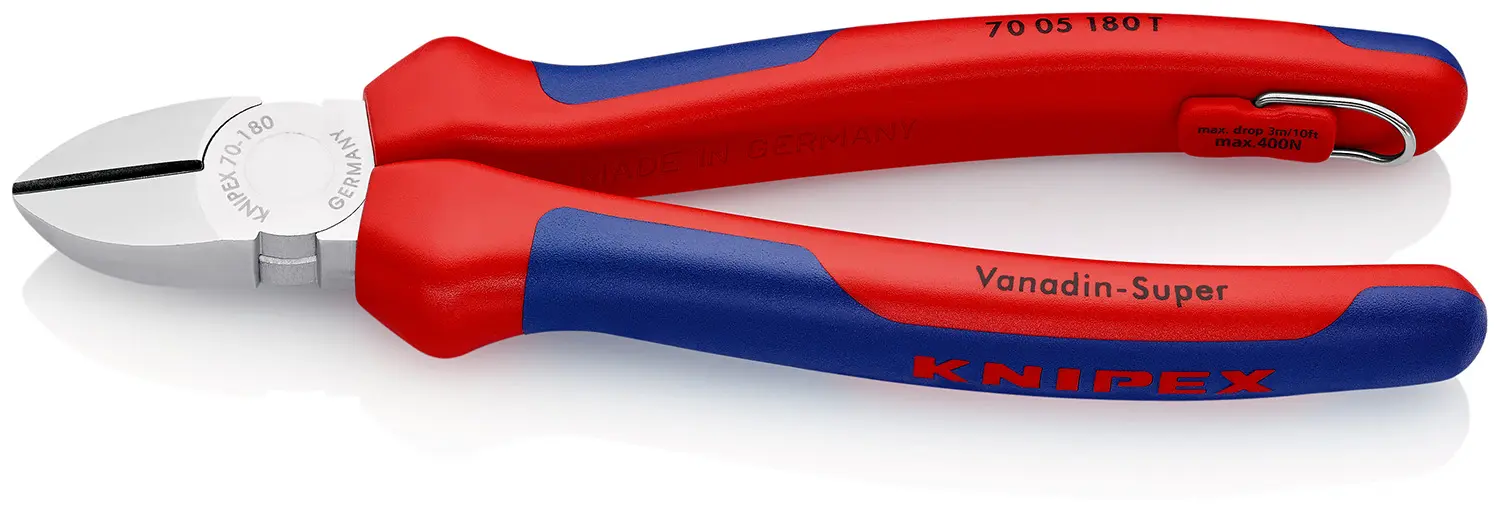 Produktfoto 1 von Knipex Knipex Mit abgeflachter Kante Seitenschneider Höhensicher 180 mm, Schneidleistung 4 mm