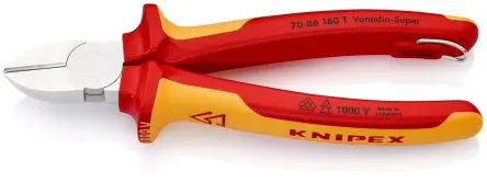 Produktfoto 1 von Knipex Knipex VDE Seitenschneider höhensicher 180 mm, Schneidleistung 4mm