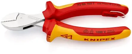 Produktfoto 1 von Knipex X-Cut® VDE 1000V zugelassen Mit abgeflachter Kante Seitenschneider Höhensicher 160 mm, Schneidleistung 4.8 mm