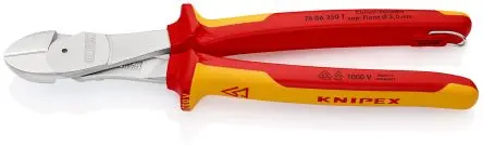 Produktfoto 1 von Knipex Knipex VDE 1000V zugelassen Mit abgeflachter Kante Kabelschneider Höhensicher 250mm, Schneidleistung 4.6 mm
