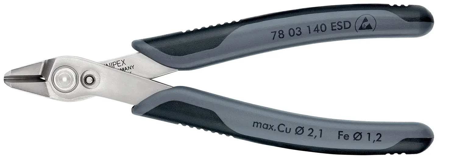 Produktfoto 1 von Knipex Super Knips® ESD-Sicherheit Ohne abgeflachte Kante Seitenschneider Schließer (NO) 140 mm / Backen 15.7mm,