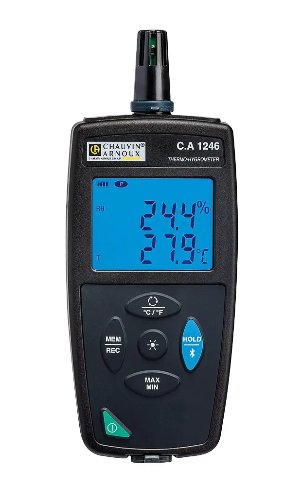 Produktfoto 1 von Chauvin Arnoux CA 1246 Hygrometer 60 °C, Typ Digitalhygrometer 2% RH + 1 digit, absolut 60 °C / 98 %RH, 0.5 °C ± 1 digit