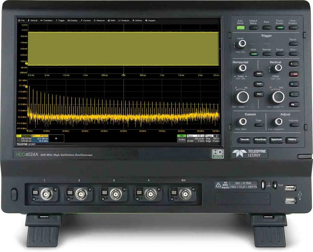 Produktfoto 1 von Teledyne LeCroy HDO4000A HDO4024A Speicher Tisch Oszilloskop 4-Kanal Analog 200MHz CAN, IIC, LIN, RS232, SPI, UART, USB