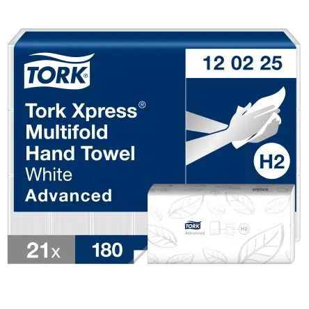 Produktfoto 1 von Tork Xpress Papierhandtuch Gefaltet, 240 x 213 (Unfolded) mm, 80 x 213 (Folded) mm 2, 180-Blatt