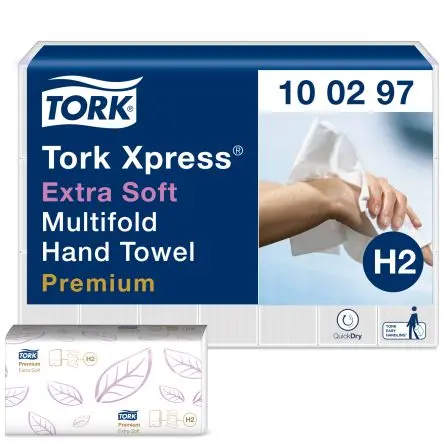 Produktfoto 1 von Tork Xpress Papierhandtuch Gefaltet, 340 x 212 (Unfolded) mm, 85 x 212 (Folded) mm 2, 100-Blatt