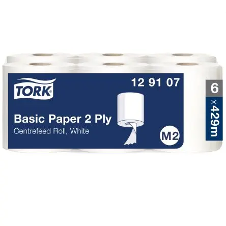 Produktfoto 1 von Tork Tork Basic Paper 2 Ply Basic Paper Papierhandtuch Rolle, 150.2 m x 180 mm 2, 429-Blatt