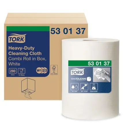Produktfoto 1 von Tork Tork Trocken Industrieausführung, Weiß Rolle, 106.4 m x 320 mm, 280 pro Paket Tücher pro Packung