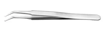 Produktfoto 1 von RS PRO Edelstahl Pinzette, 115mm, Spitze Abgewinkelt, Flach Antimagnetisch 1-teilig