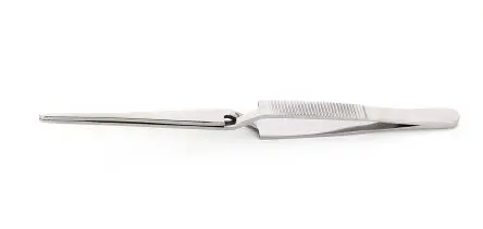Produktfoto 1 von RS PRO Edelstahl Pinzette, 165mm, Spitze Gerade, Rund, Geriffelt, Abgerundet 1-teilig