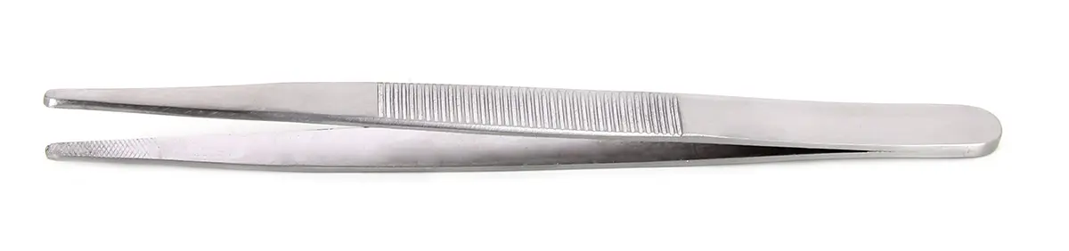 Produktfoto 1 von RS PRO R7314.C.NP Kohlenstoffstahl Pinzette, 145 mm Gerade, Spitze Stumpf; Rund; Gezackt