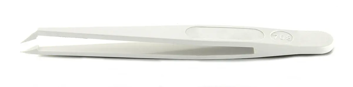 Produktfoto 1 von RS PRO 708.DG Delrin Pinzette, 110 mm Geknickt, Spitze , Spitze Gebogen, Spitz Antimagnetisch
