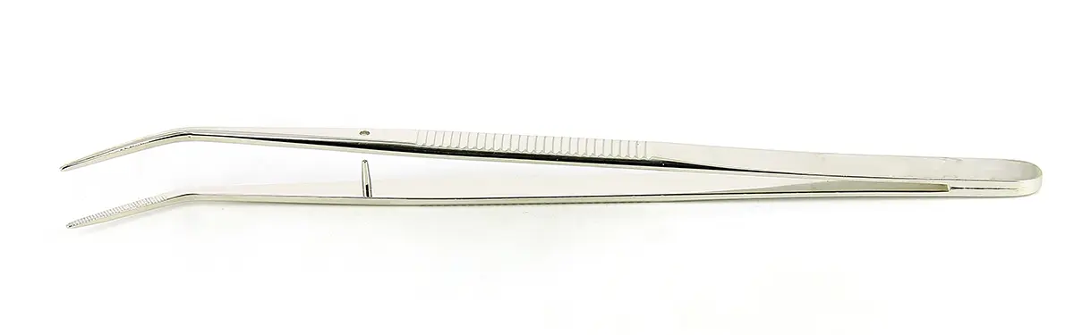 Produktfoto 1 von RS PRO Kohlenstoffstahl Pinzette, 150 mm Geknickt, Spitze Geriffelt